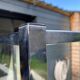 Vintage 1970s modular glass and chrome wall shelf display cabinet