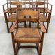 Set of 6 Brutalist dining chairs in Mid-century oak.