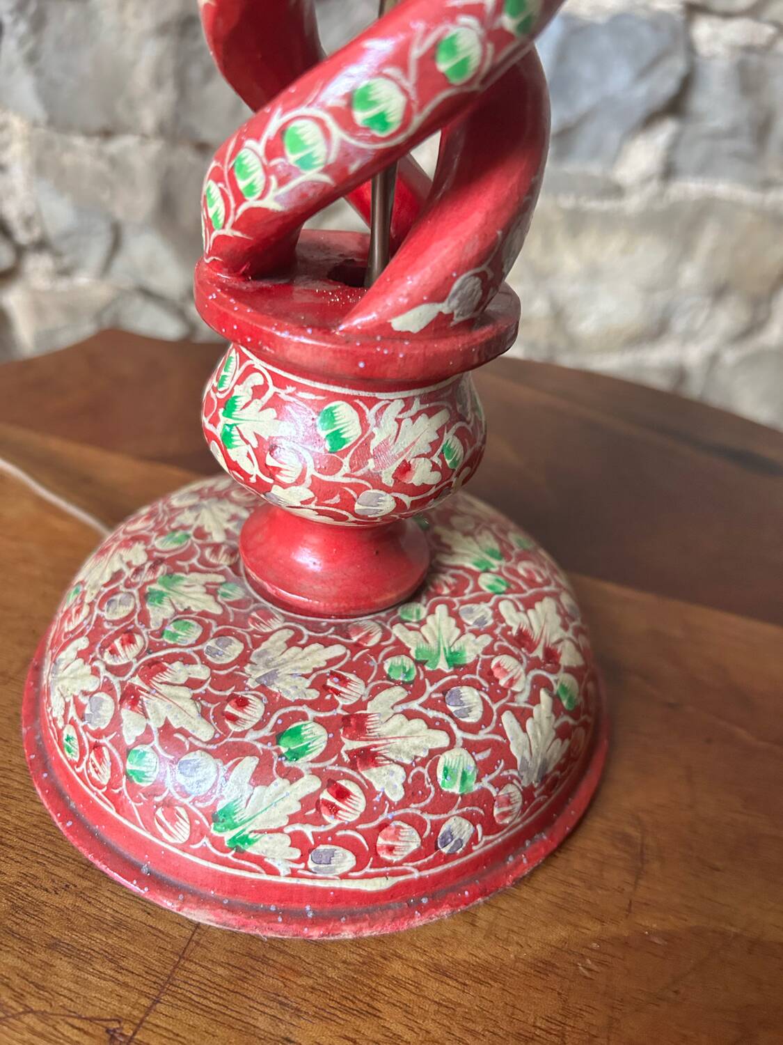 Ethnic carved wooden lamp