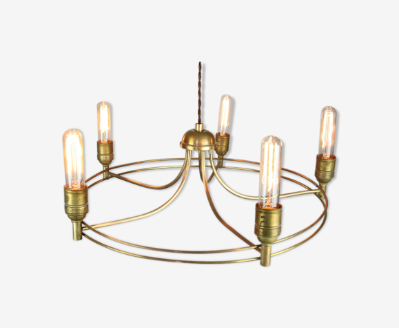 Lustre minimaliste en laiton du milieu du siècle