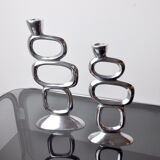 Pair of circle candlesticks by Matthew Hilton, England, 1980