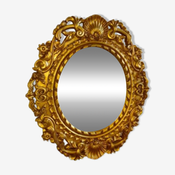 Golden round mirror