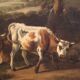 Antique Flemish bucolic landscape painting from the 18th century