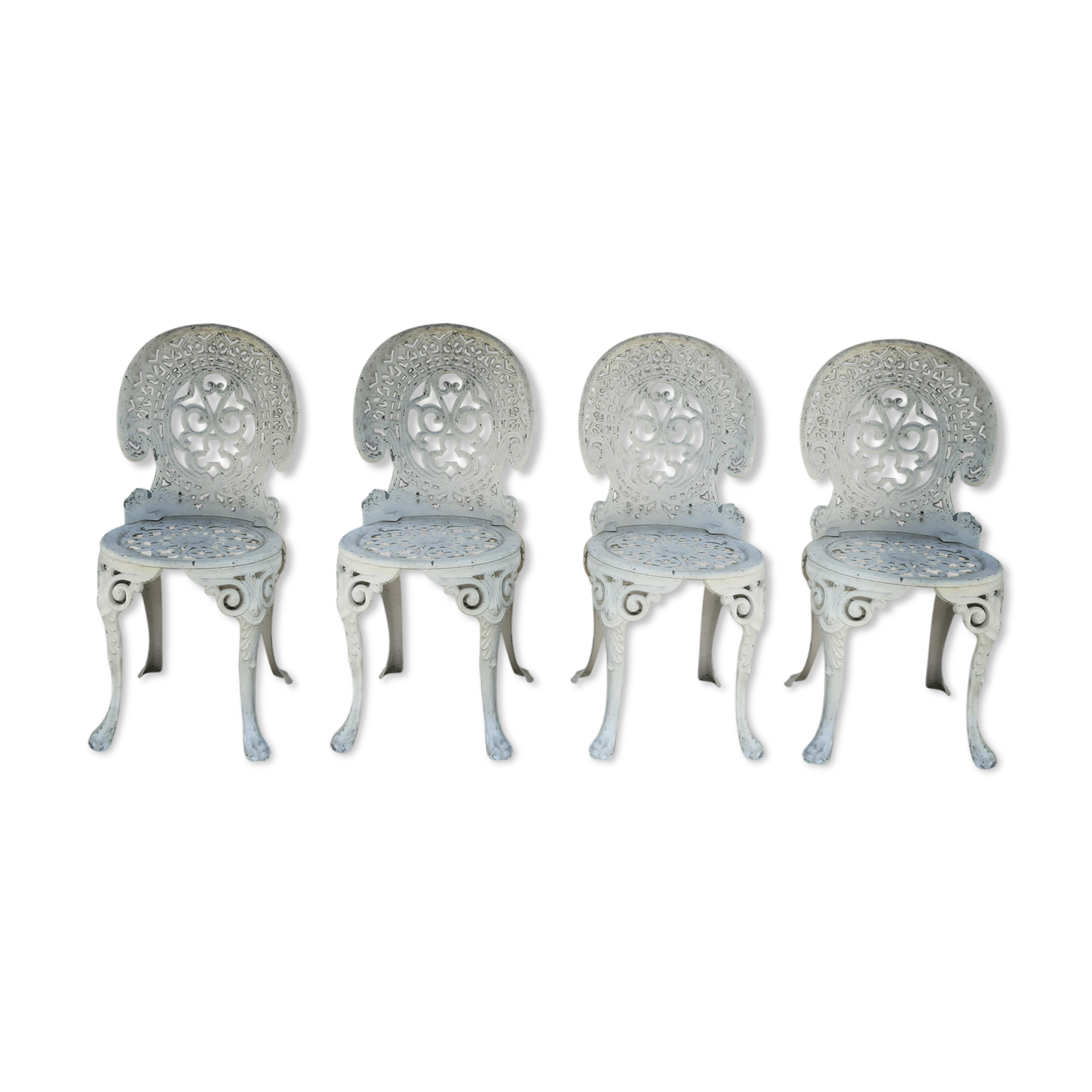 4 aluminium cast iron rock garden chairs