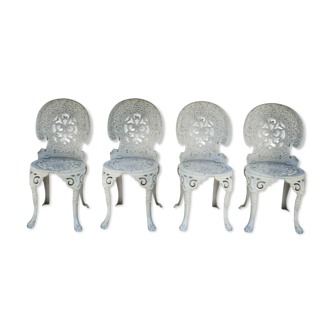 4 aluminium cast iron rock garden chairs