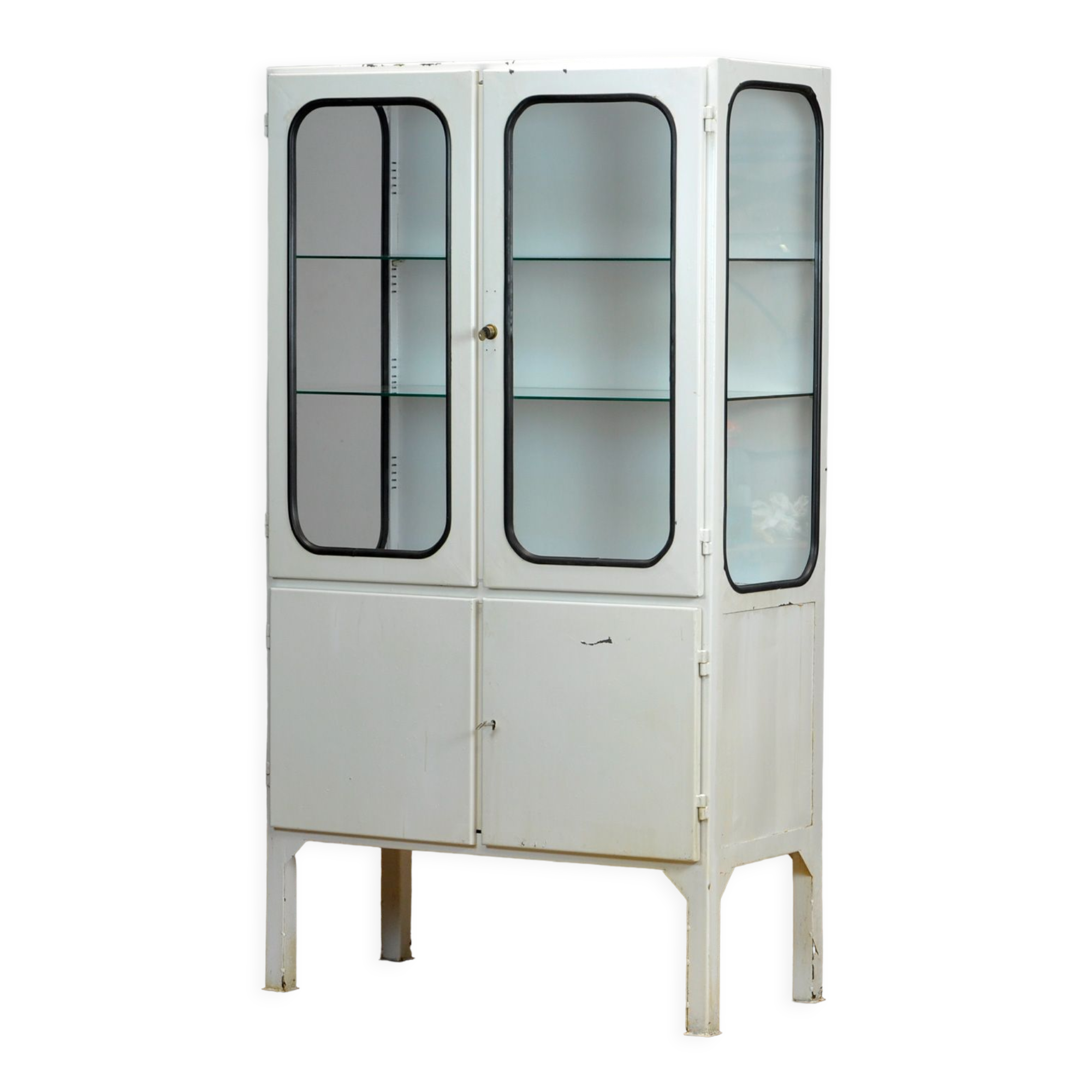 Glass & iron medical cabinet, 1970s