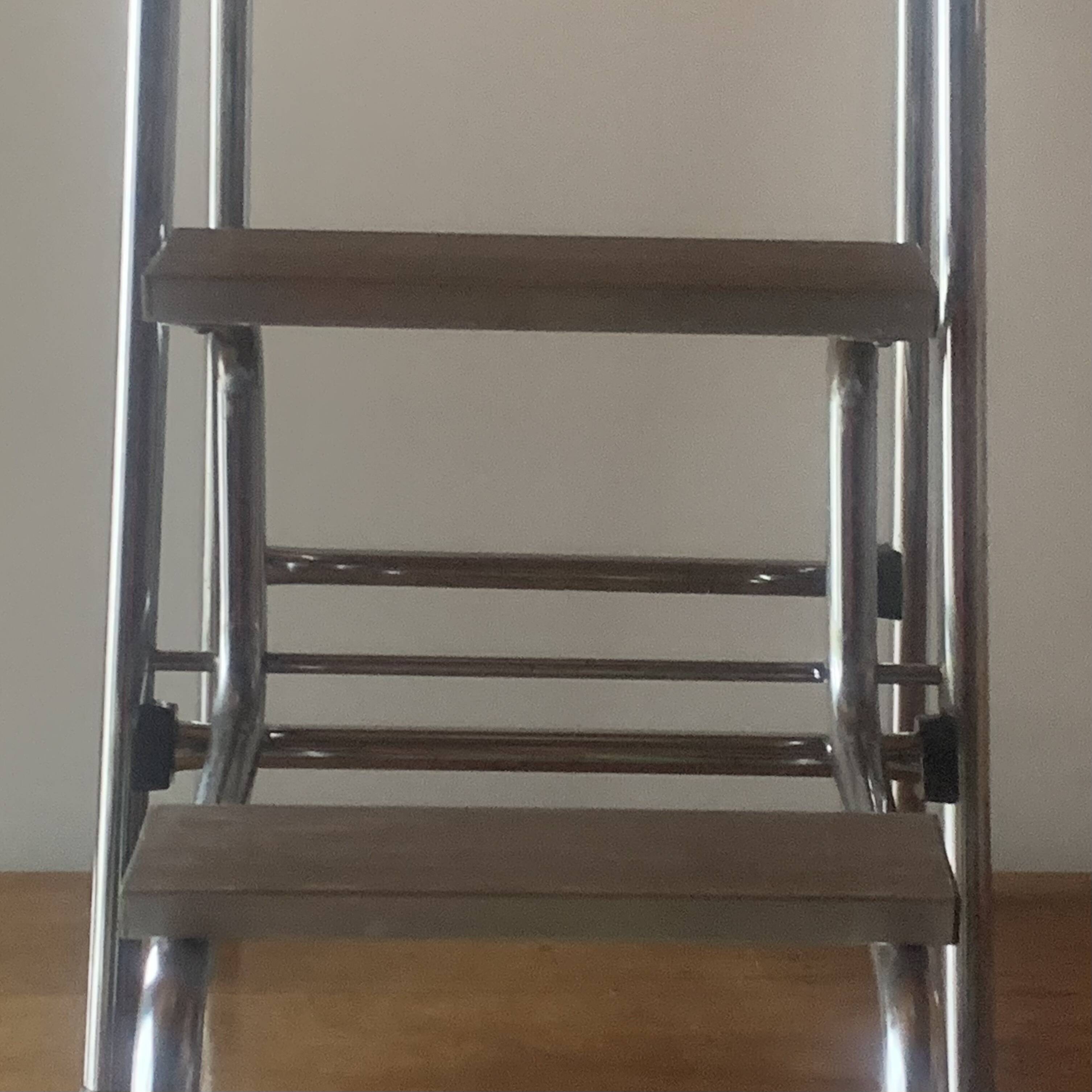 Vintage Brabantia step stool in wood, Skai and chrome metal