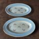 Set of 2 butter dishes, S A, opaque porcelain, Normandy