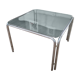 Table basse piètement chromé et plateau en verre fumé noir