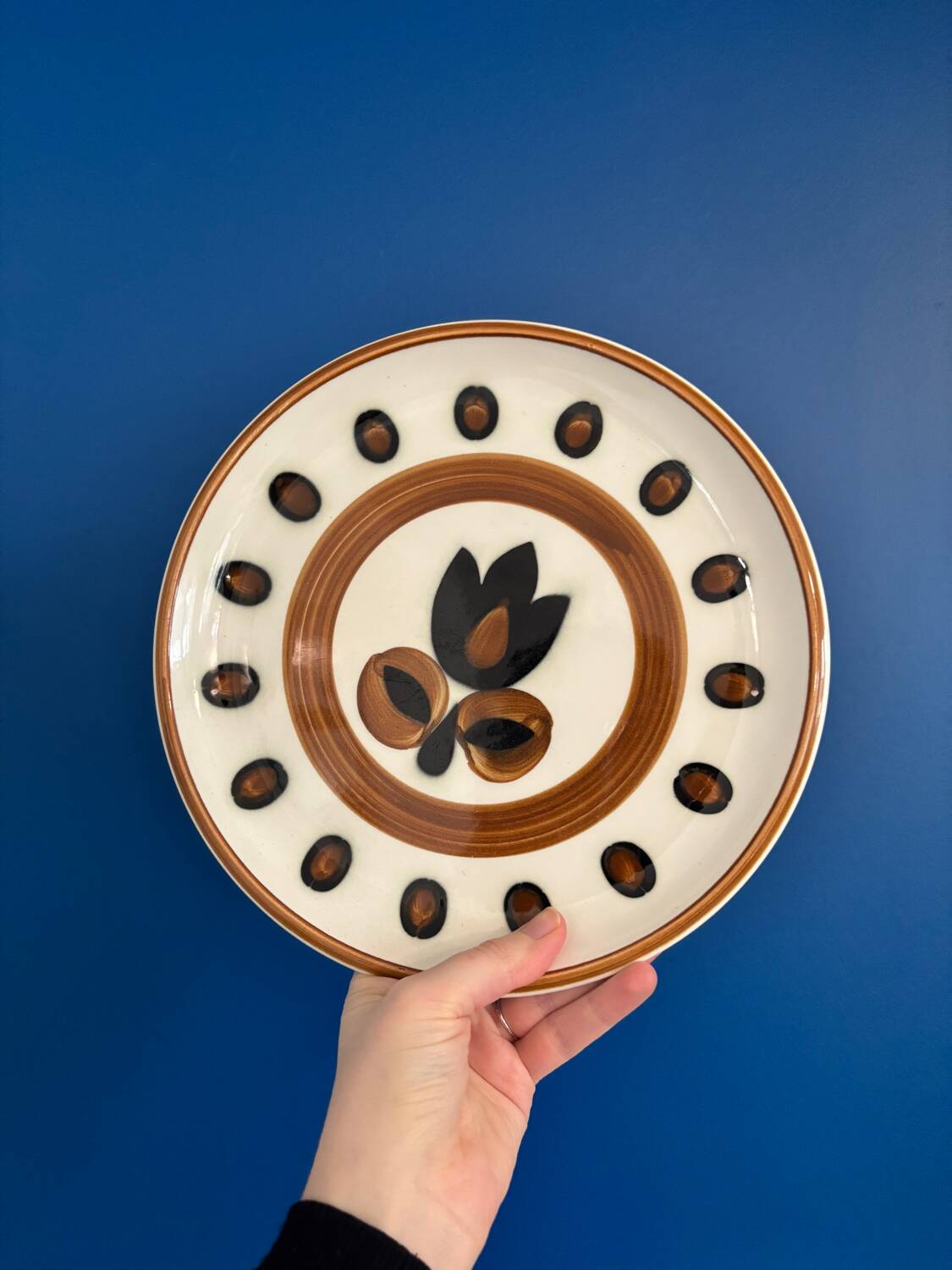 Service 6 assiettes plate boch la louviere vintage 1970 modele kimono - annees 70 - assiettes seventies boch tulipe