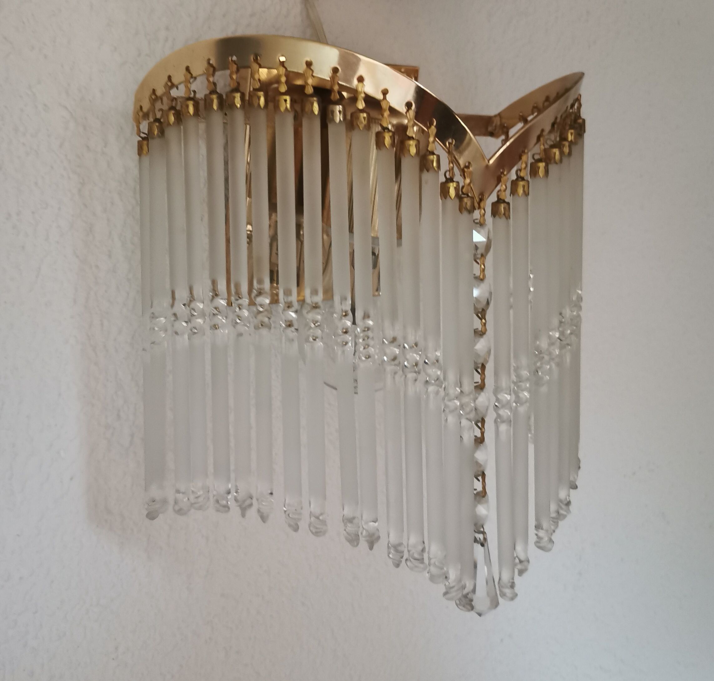 Vintage wall sconce gold metal and stamps