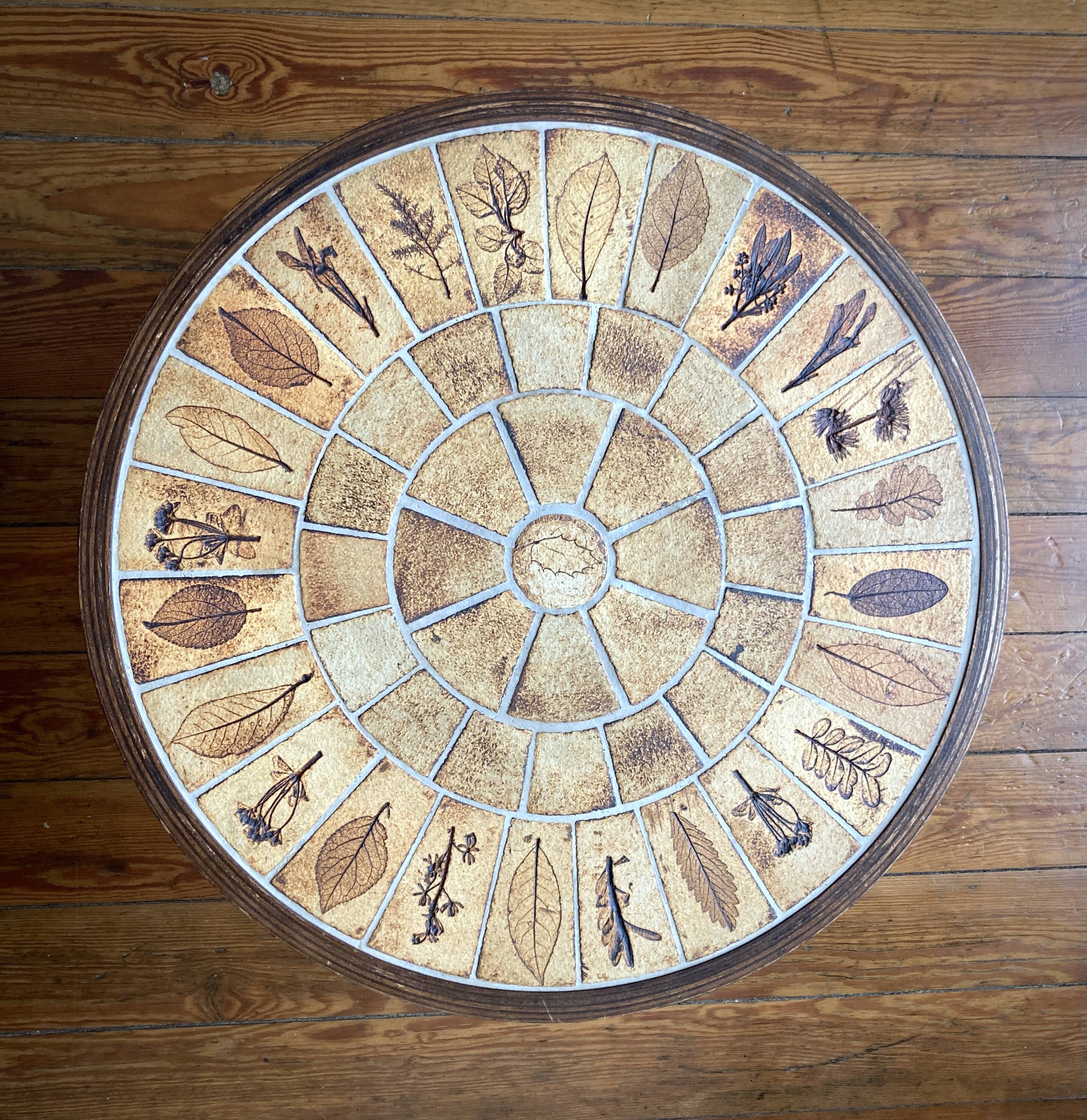 Round herbarium coffee table - Roger Capron