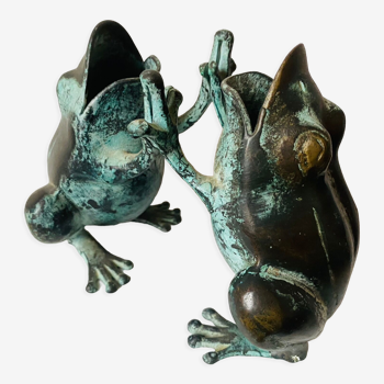 Vase bronze grenouille