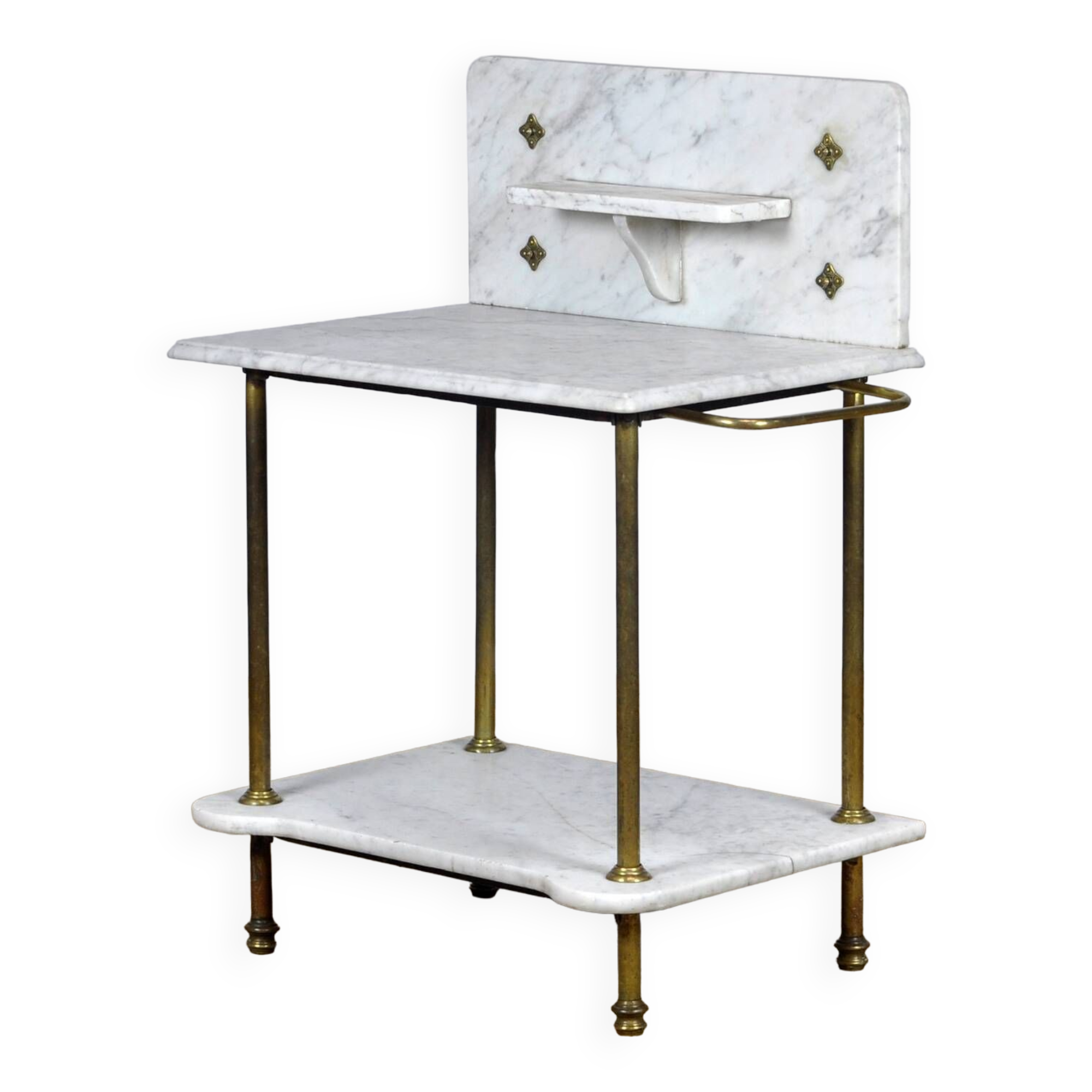 Antique wash stand in brass and marble, circa 1880