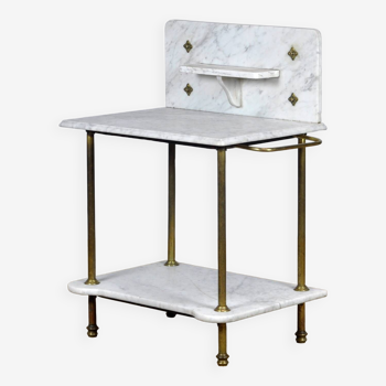 Antique wash stand in brass and marble, circa 1880