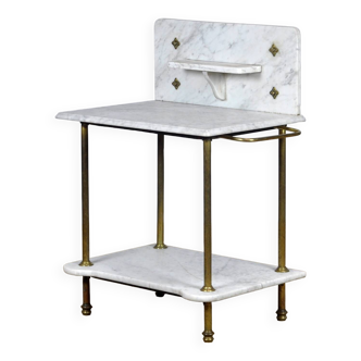 Antique wash stand in brass and marble, circa 1880
