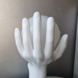 Italian design ceramic table lamp two hands and a glass sphere