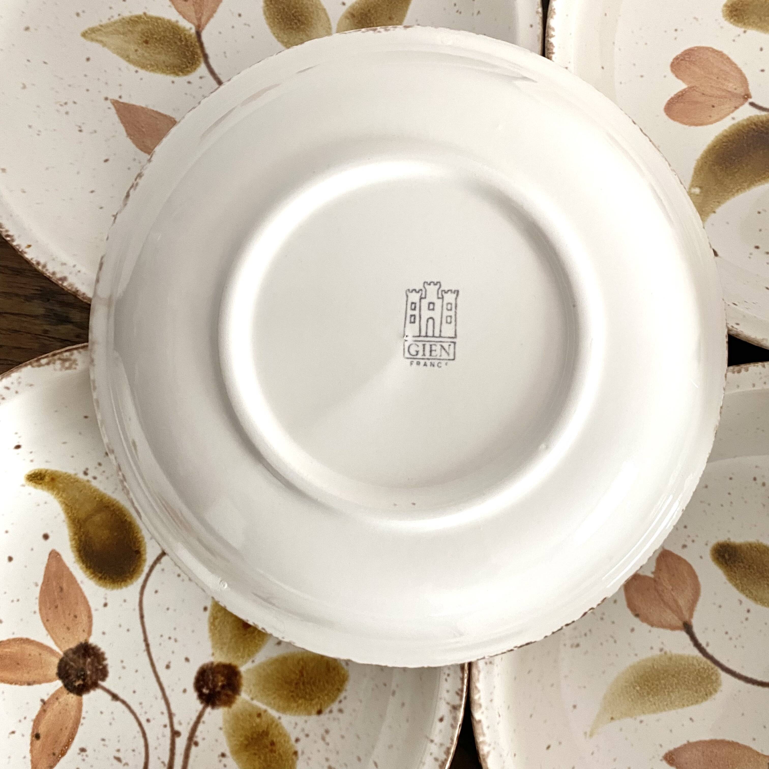 Gien deep plates, floral decoration, 70s