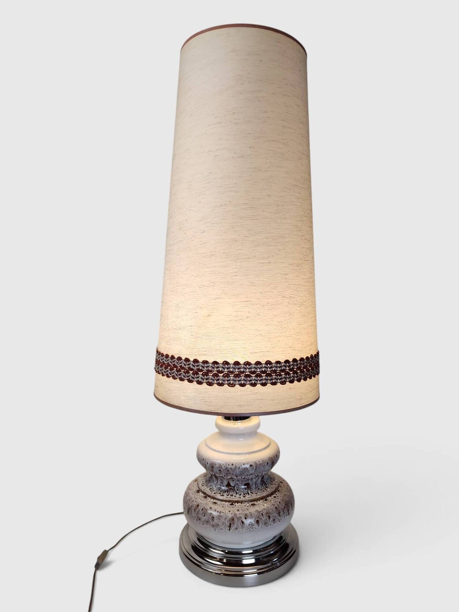 Large Vintage Ceramic "Fat Lava" and Chrome Floor Lamp, 1970s