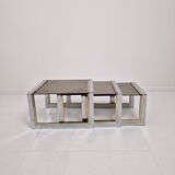 Set of 3 Modern Regency Nesting Tables by Belgo Chrom, 1980's