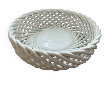 Corbeille ancienne en céramique tressée