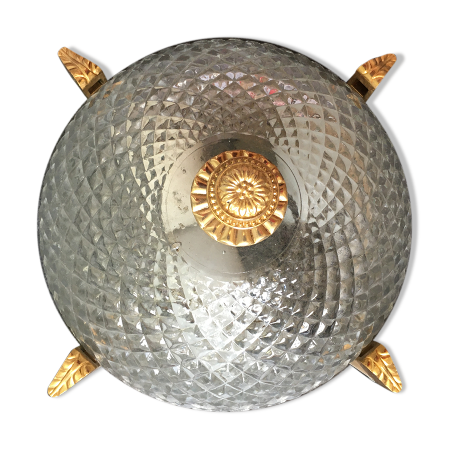 Moulded glass and brass ceiling light