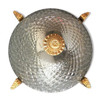 Moulded glass and brass ceiling light