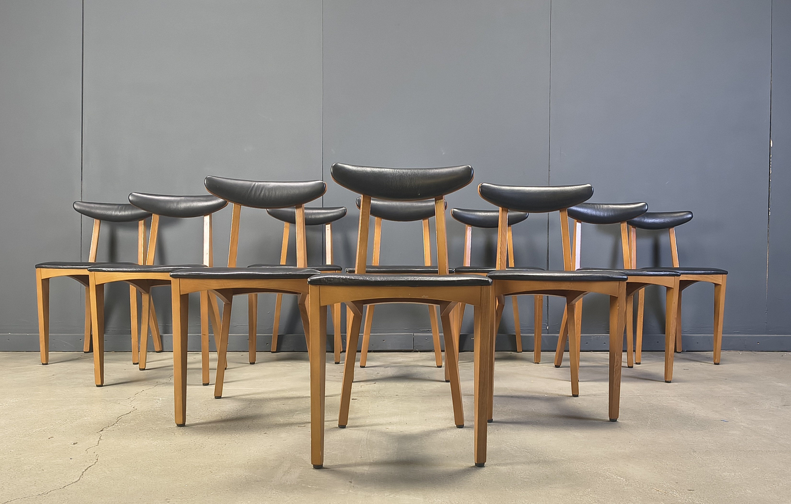 Mid-century Belgian dining chairs, set of 10, 1960s