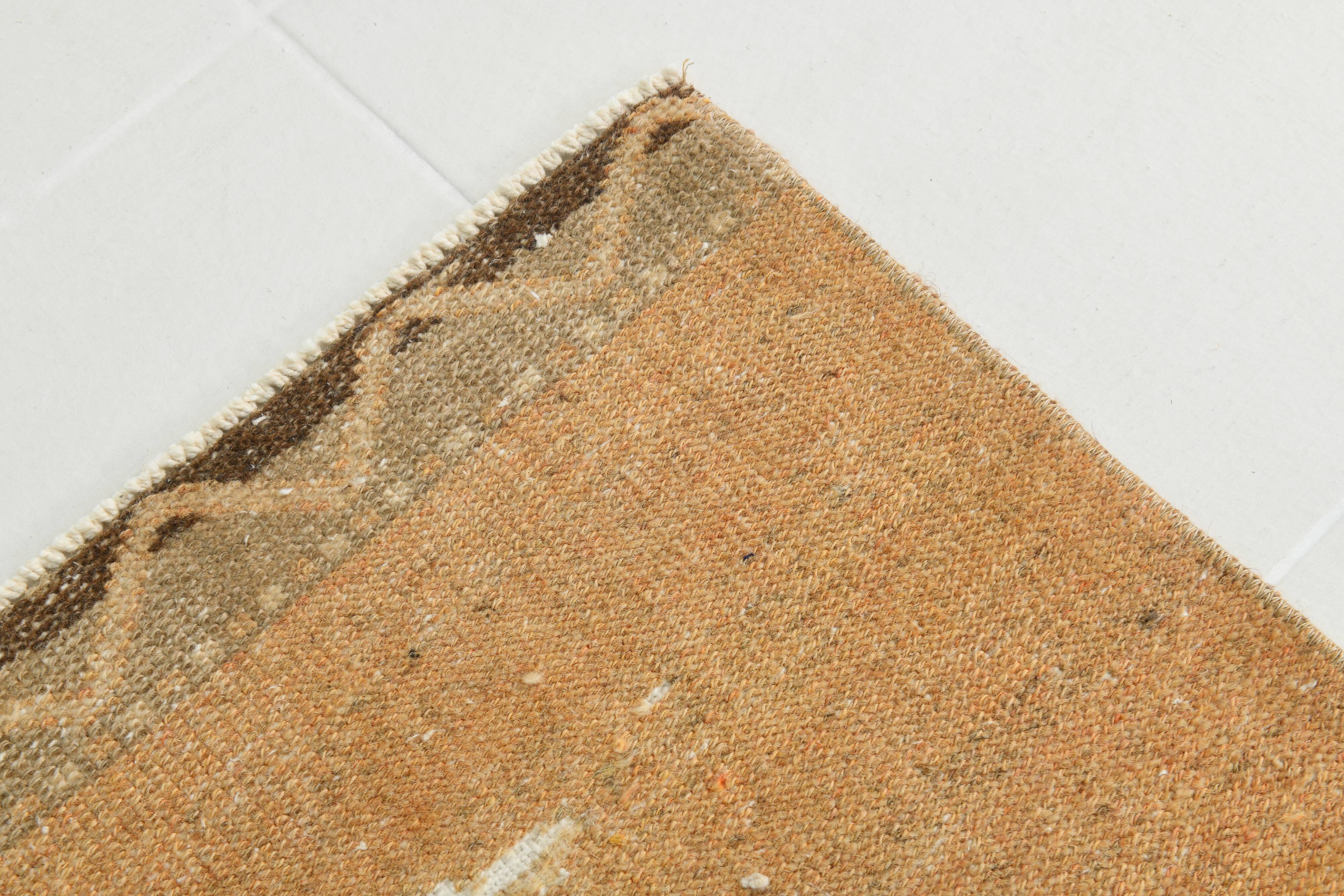 3x11 Cinnamon Color Turkish Runner Rug, Anatolian Vintage Rug, 92x321Cm