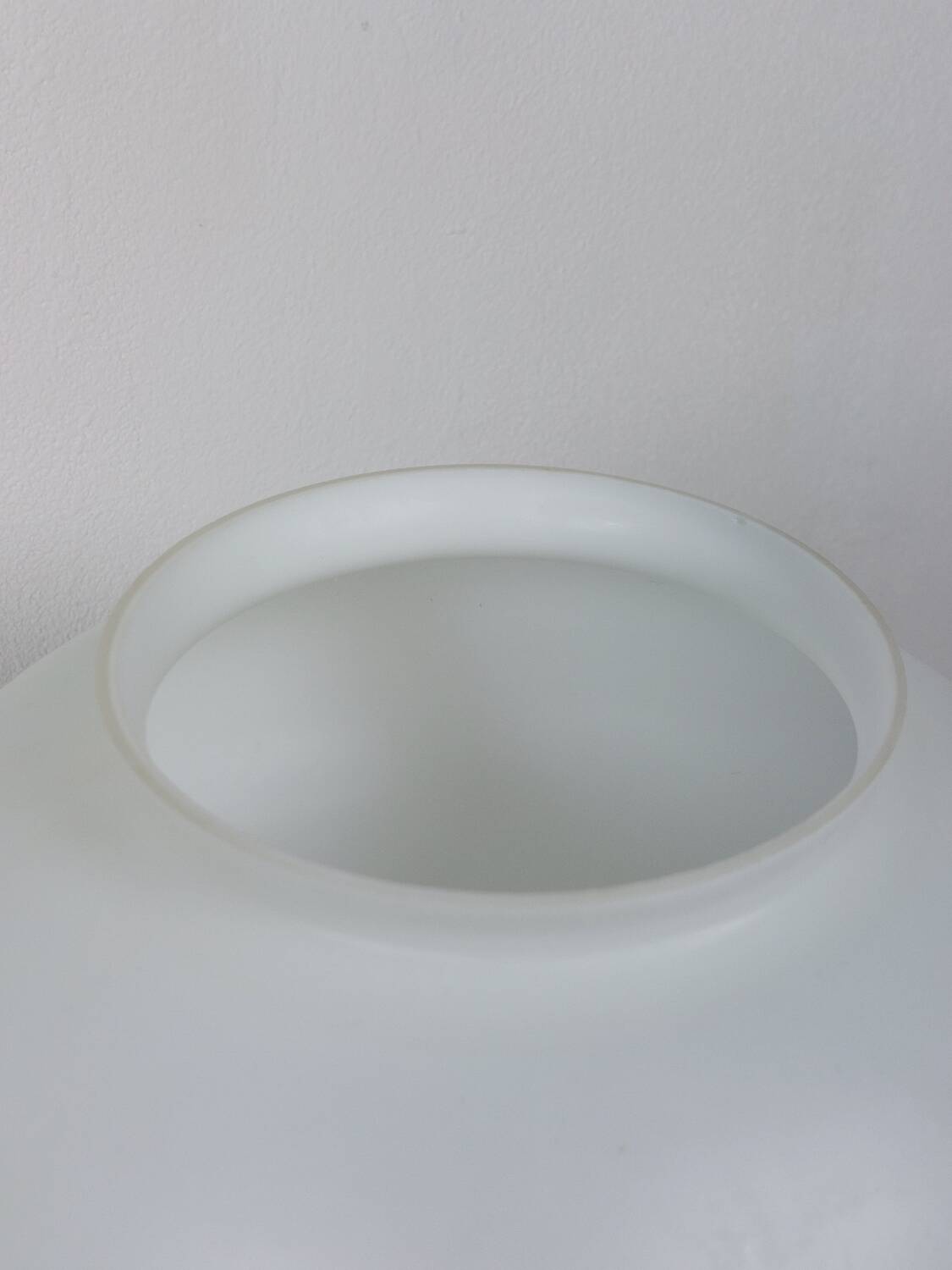 Pair of vintage futuristic style table lamps in chrome and opal glass.