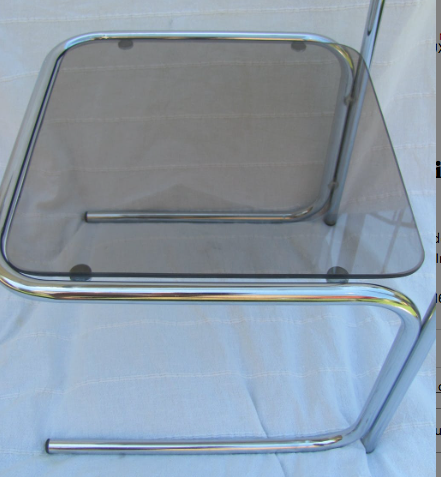 Bedside table or shelf double smoked glass and stainless steel tubes