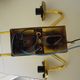 Wall lamps double lighting, with drawer, gilded metal, lampshade in worked glass - 1970