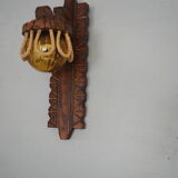 Sconce in wood and yellow glass ball from the 1960/1970