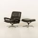 Fauteuil lounge vintage avec tabouret par André Vandenbrouck