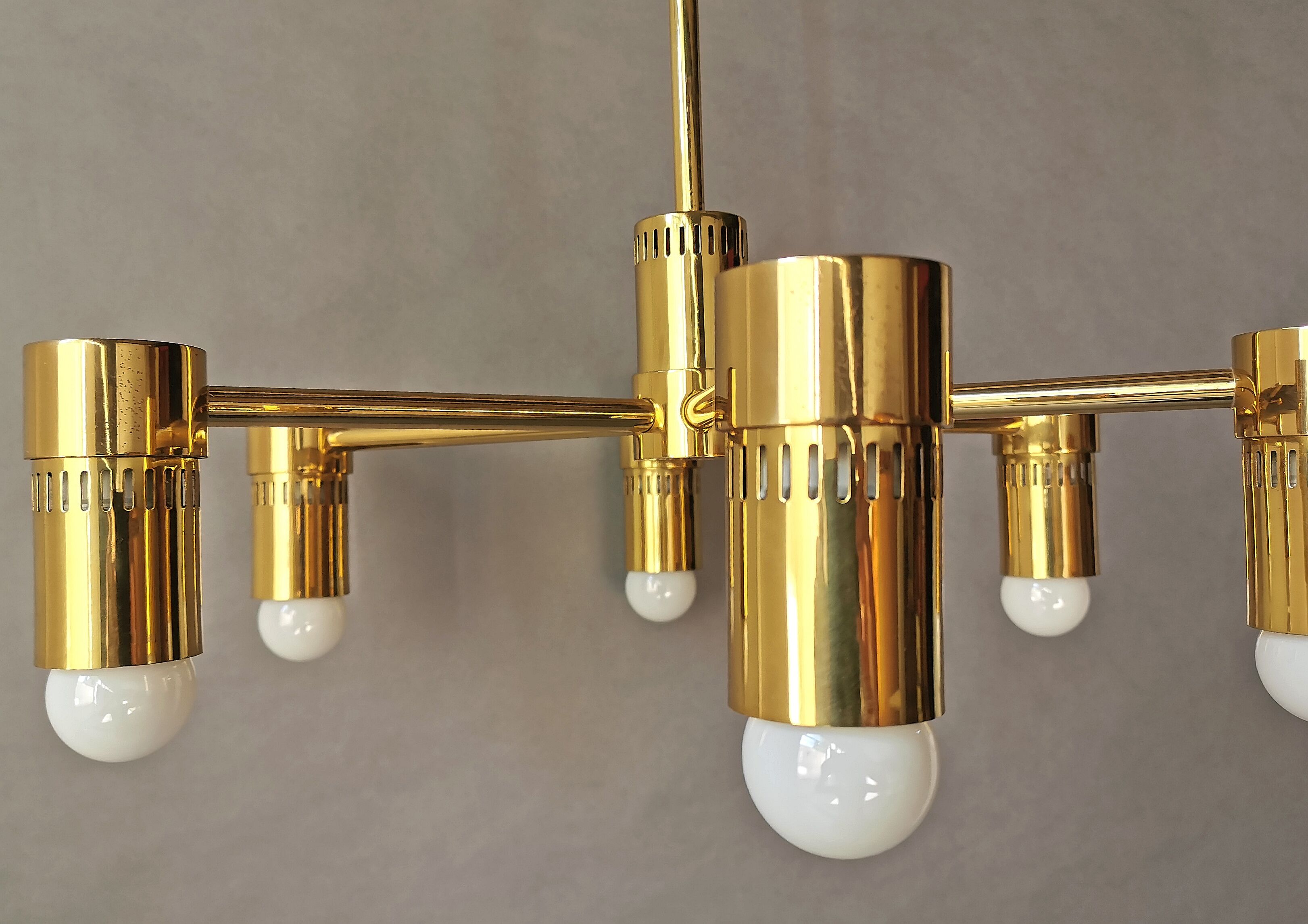 Luster 6 Italian gilded brass fires 1970