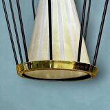 Brass suspension, black metal and striped glass attributed to Massive, 1950s.