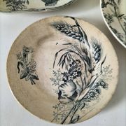 Ensemble 4 terres de fer anciennes – décors naturalistes – vers 1890-1910