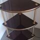 Étagère d’angle vintage 4 niveaux en bois et laiton