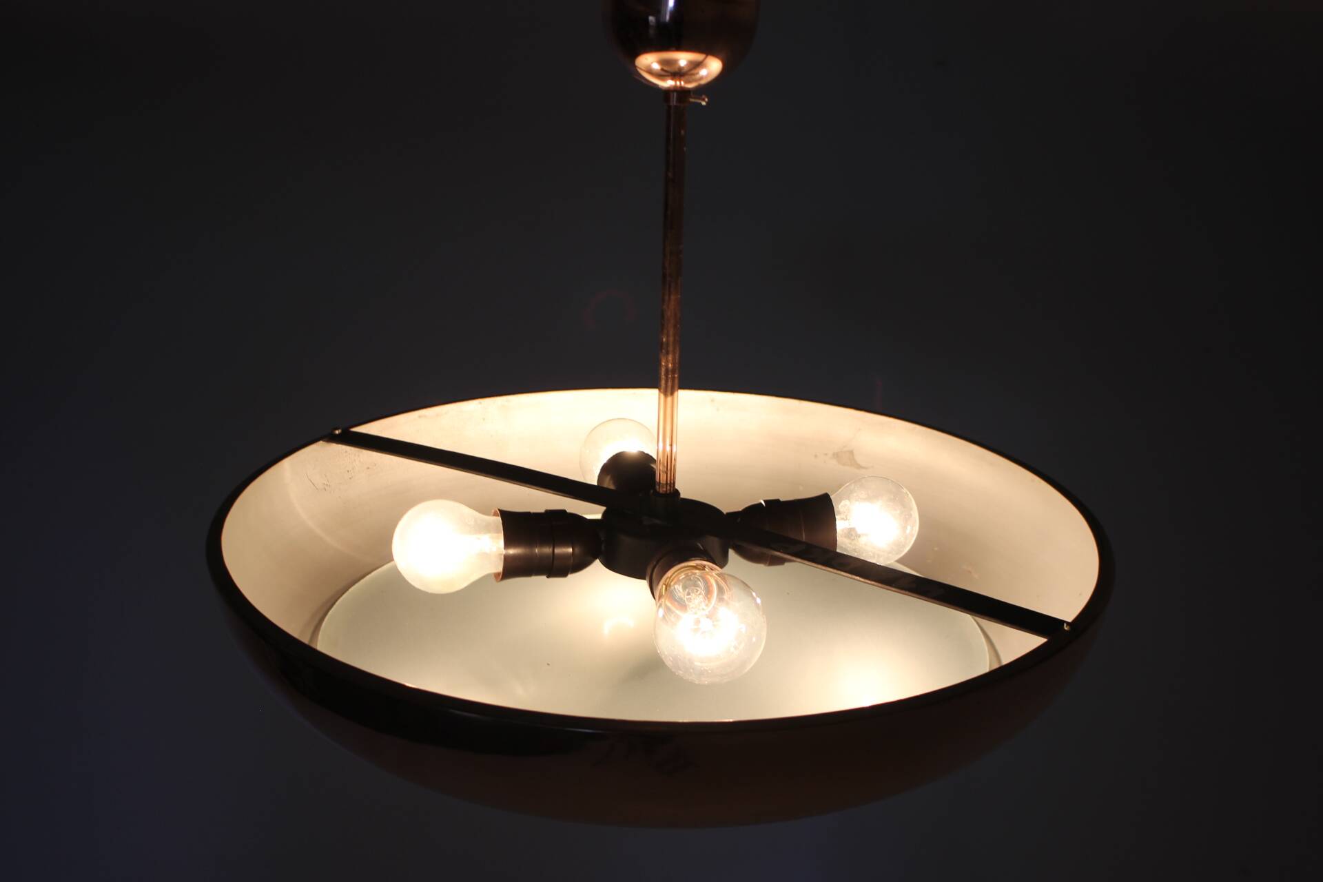 1930s Bauhaus / Functionalist Copper Chandelier UFO by Josef Hurka, 4 items available