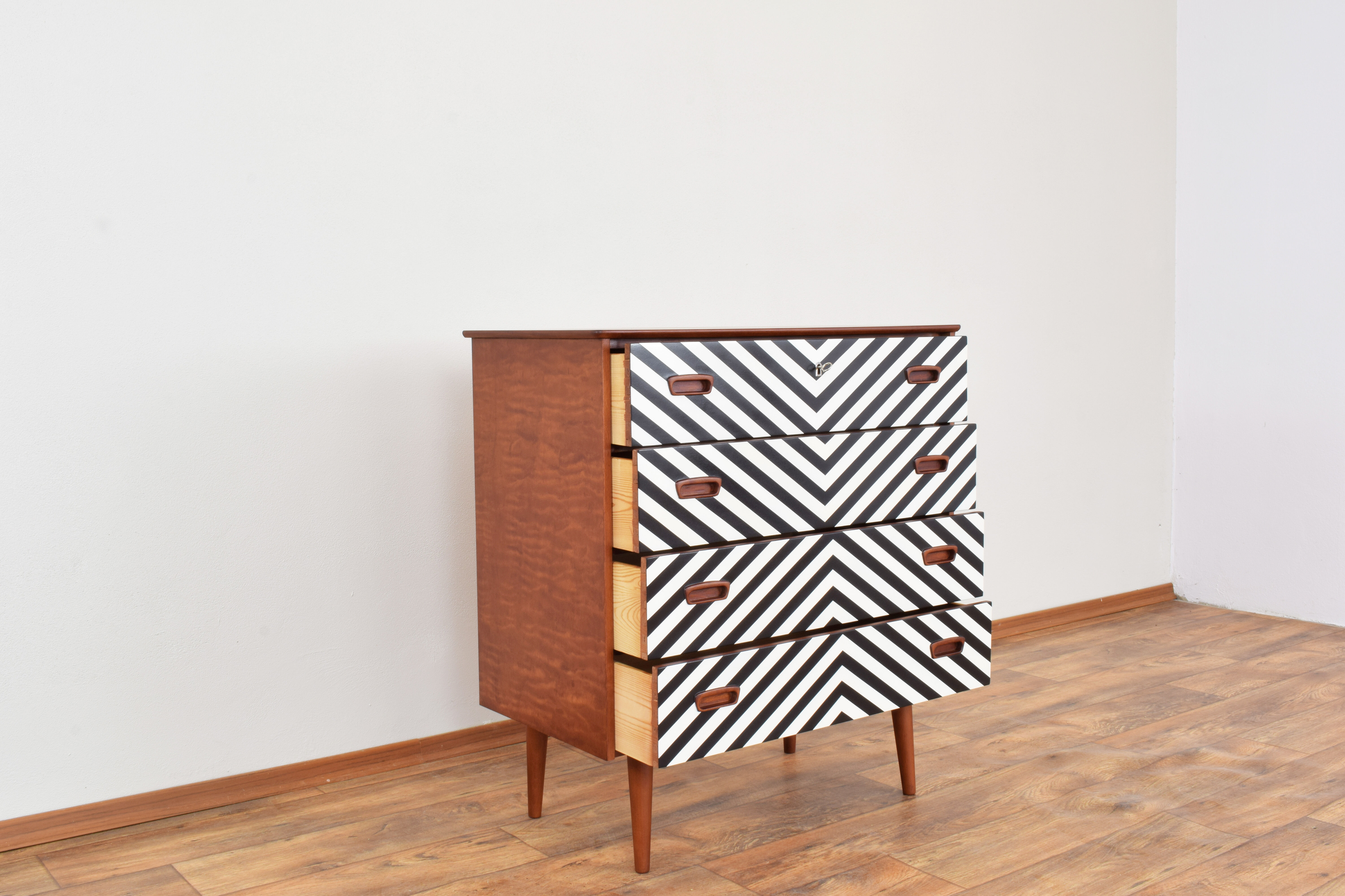 Mid-Century Danish Op-Art Chest of Drawers, 1960s.