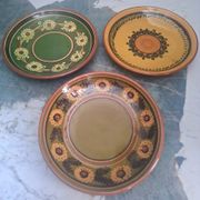 Set of 3 vintage Polish plates from Cepelia, antique tableware.