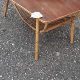 Table basse rotin années 60