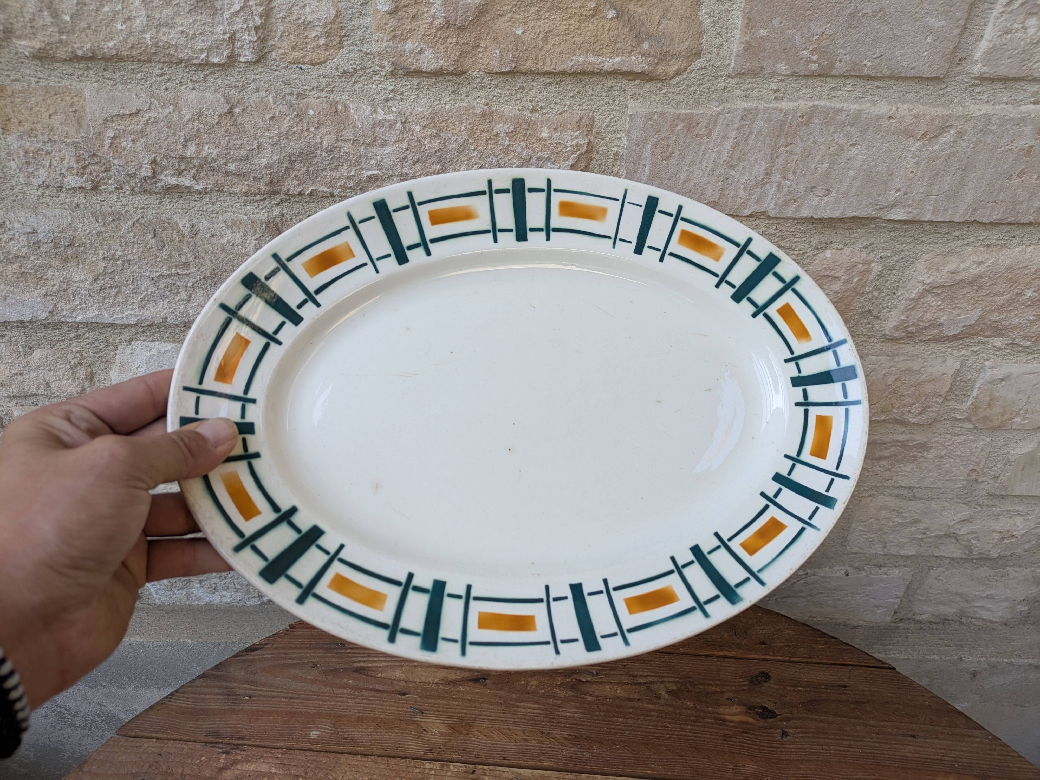 Antique Badonviller Quiberon dish – Art Deco iron earthenware
