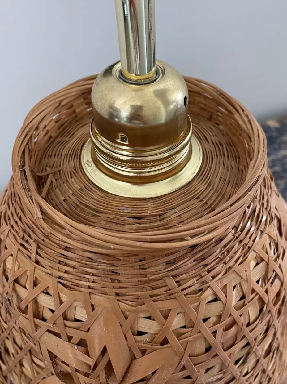 Vintage wall lamp in electrified rattan to new