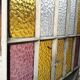 Workshop door 258.4x98.5cm in iron and colored cathedral glass