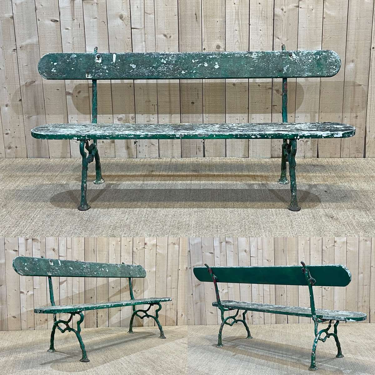 Garden bench of the early twentieth century cast iron and teak
