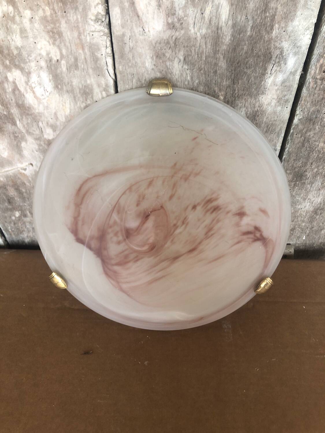 Old Glass Wall Lamp + Vintage Metal Support #A711