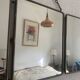 Vintage 1900 triptych mirror, old pink nickel-plated metal - 31 x 76 cm