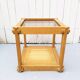 End table pine and smoked glass 70-80's