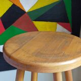 Vintage solid blond wood bar stool